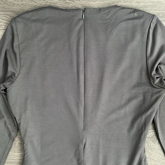 NAKED WARDROBE Extra Butter Long Sleeve Midi Dress Large Gray Bodycon Fall 90s - Picture 10 of 12